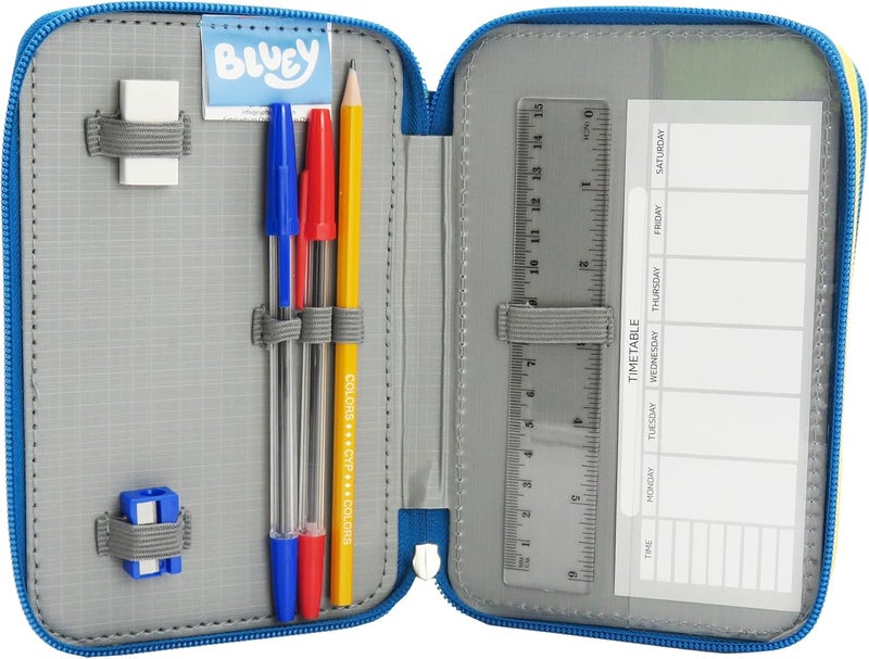 CYPBRANDS CyP Brands-Bluey,3-Tier Pencil Case with School Supplies, Officially Licensed Full Case, Pencils, Pens, Ruler and More - Image 4