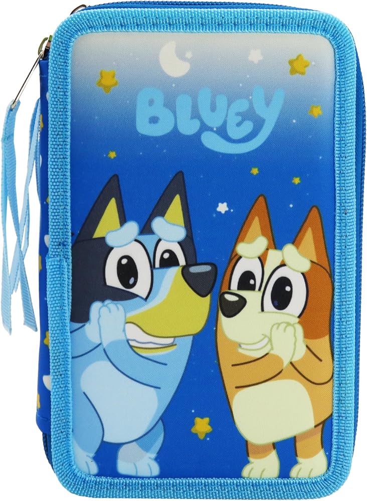 CYPBRANDS CyP Brands-Bluey,3-Tier Pencil Case with School Supplies, Officially Licensed Full Case, Pencils, Pens, Ruler and More - Image 2