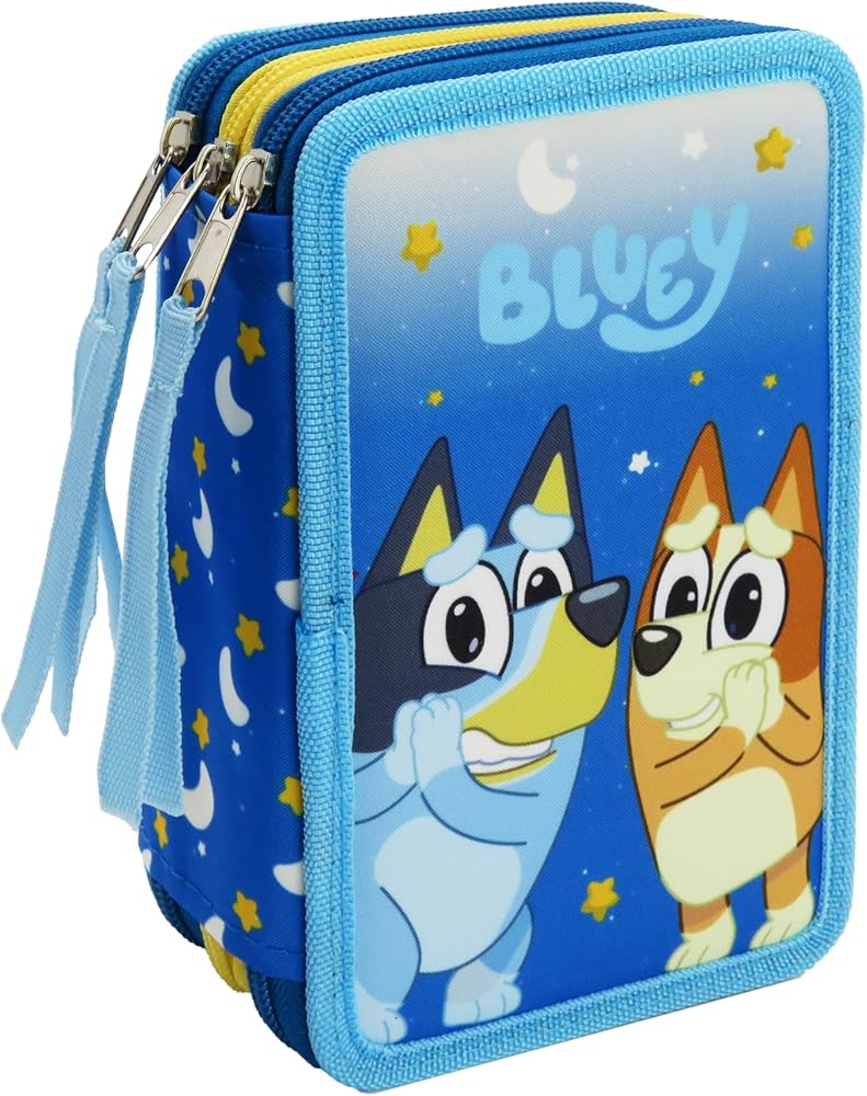 CYPBRANDS CyP Brands-Bluey,3-Tier Pencil Case with School Supplies, Officially Licensed Full Case, Pencils, Pens, Ruler and More - Image 1