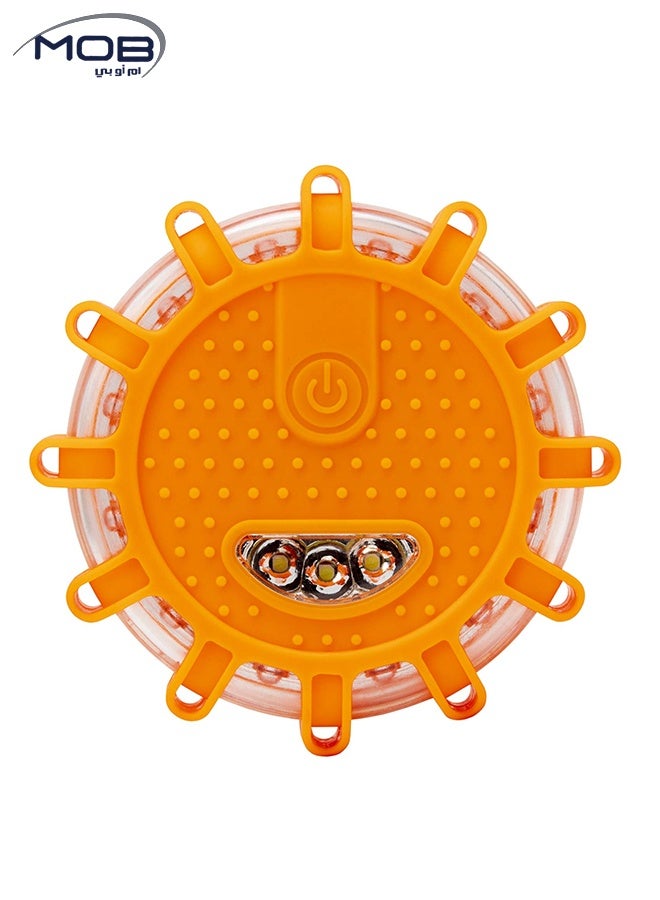 موب مصباح تحذير طوارئ LED على الطريق، منارة أمان مغناطيسية مع 9 أوضاع وميض، مصباح إشارة خطر مقاوم للماء والصدمات للسيارات والشاحنات والدراجات النارية والدراجات الهوائية، لون برتقالي للسلامة على جانب الطريق - Image 1