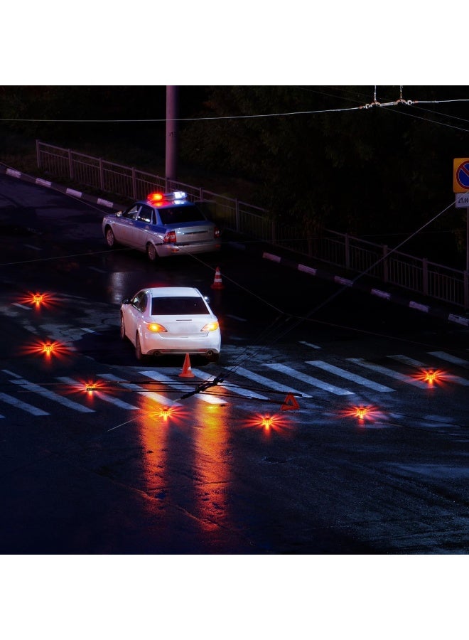 موب مصباح تحذير طوارئ LED على الطريق، منارة أمان مغناطيسية مع 9 أوضاع وميض، مصباح إشارة خطر مقاوم للماء والصدمات للسيارات والشاحنات والدراجات النارية والدراجات الهوائية، لون برتقالي للسلامة على جانب الطريق - Image 2