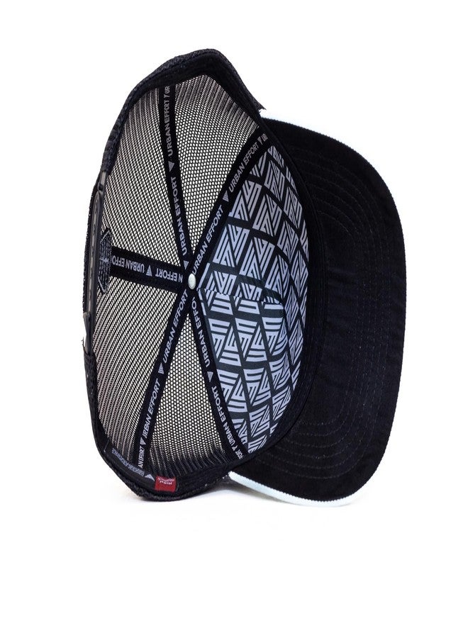 Urban Effort Mesh Back Cap - for Men and Women Baseball Hat 5-Panel Trucker Hat - Great Snapback Closure for Hunting & Hiking, Black/White/Brown, Small-X-Large - Image 4