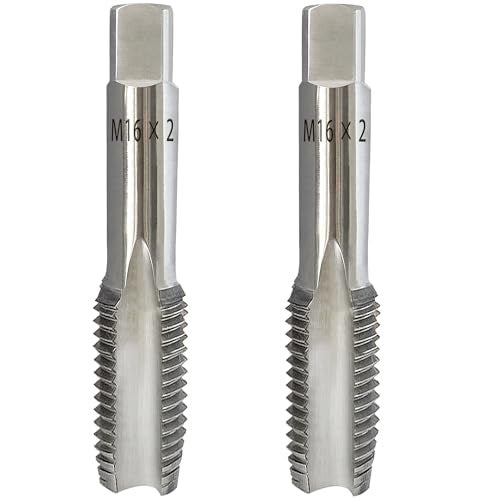 ylongan 2Pcs M16x2.0 Metric Thread Tap, HSS M16 x 2.0mm Right Hand Taper & Plug Thread Tapping Tool - Image 1