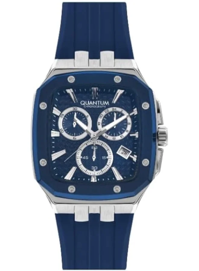 Quantum Quantum Men's Quartz Movement Watch, Chronograph Display and Silicone Strap - HNG1033.399, Blue