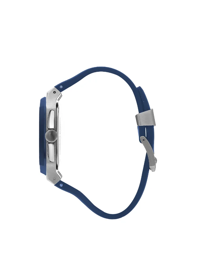 Quantum Men's Quartz Movement Watch, Chronograph Display and Silicone Strap - HNG1033.399, Blue