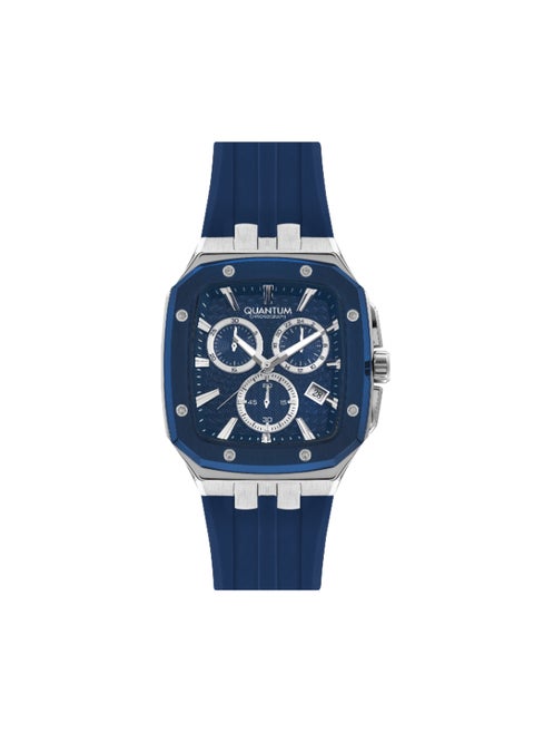 Men's Quartz Movement Watch, Chronograph Display and Silicone Strap - HNG1033.399, Blue