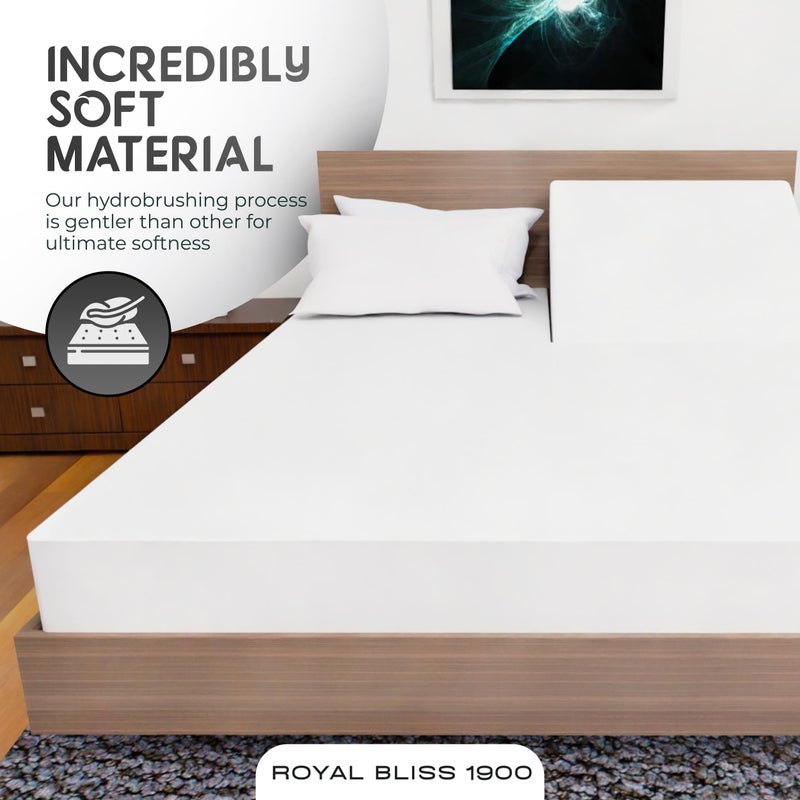 Royal Bliss 1900 Royal Bliss 1900 Top Split Flex Head King Size Sheet Set - Egyptian Quality Ultra-Soft Bed Sheets - Double Brushed - Deep Pockets- Easy Fit - 4 Piece Set- Fade Resistant (Top Split  White)  - Image 2