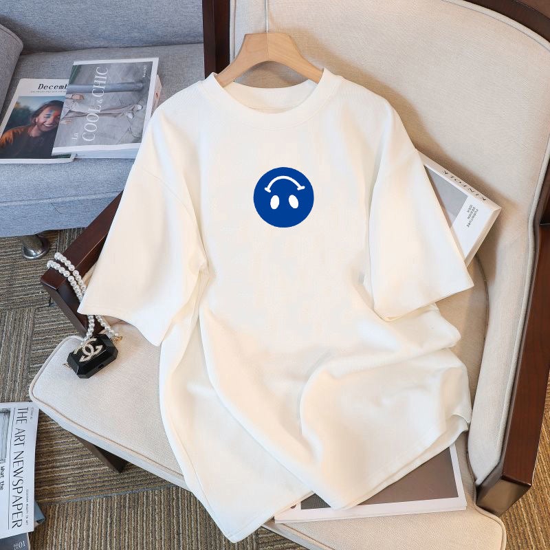 230G Heavy Cotton T-Shirt Women'S Shoulder Large Version Loose Short Sleeve Top Summer Japanese Women'S T-Shirt Base Shirt - Image 5