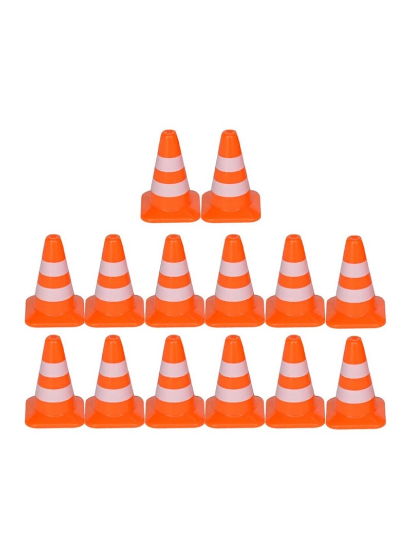 Y&D SYOSI Traffic Road Cones, 14Pcs Small Signs Toys Roadblocks Pretend Play Miniature Cones for Sand Table Engineering Construction - Image 1