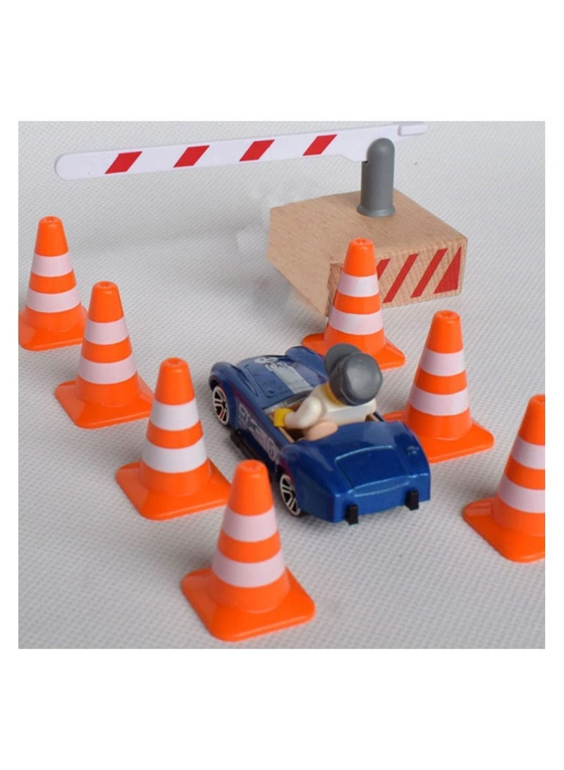 Y&D SYOSI Traffic Road Cones, 14Pcs Small Signs Toys Roadblocks Pretend Play Miniature Cones for Sand Table Engineering Construction - Image 2