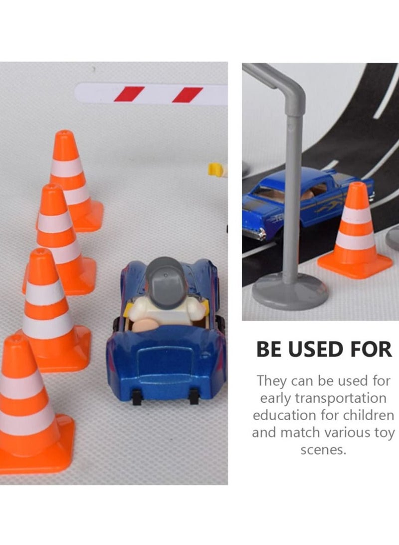 Y&D SYOSI Traffic Road Cones, 14Pcs Small Signs Toys Roadblocks Pretend Play Miniature Cones for Sand Table Engineering Construction - Image 3