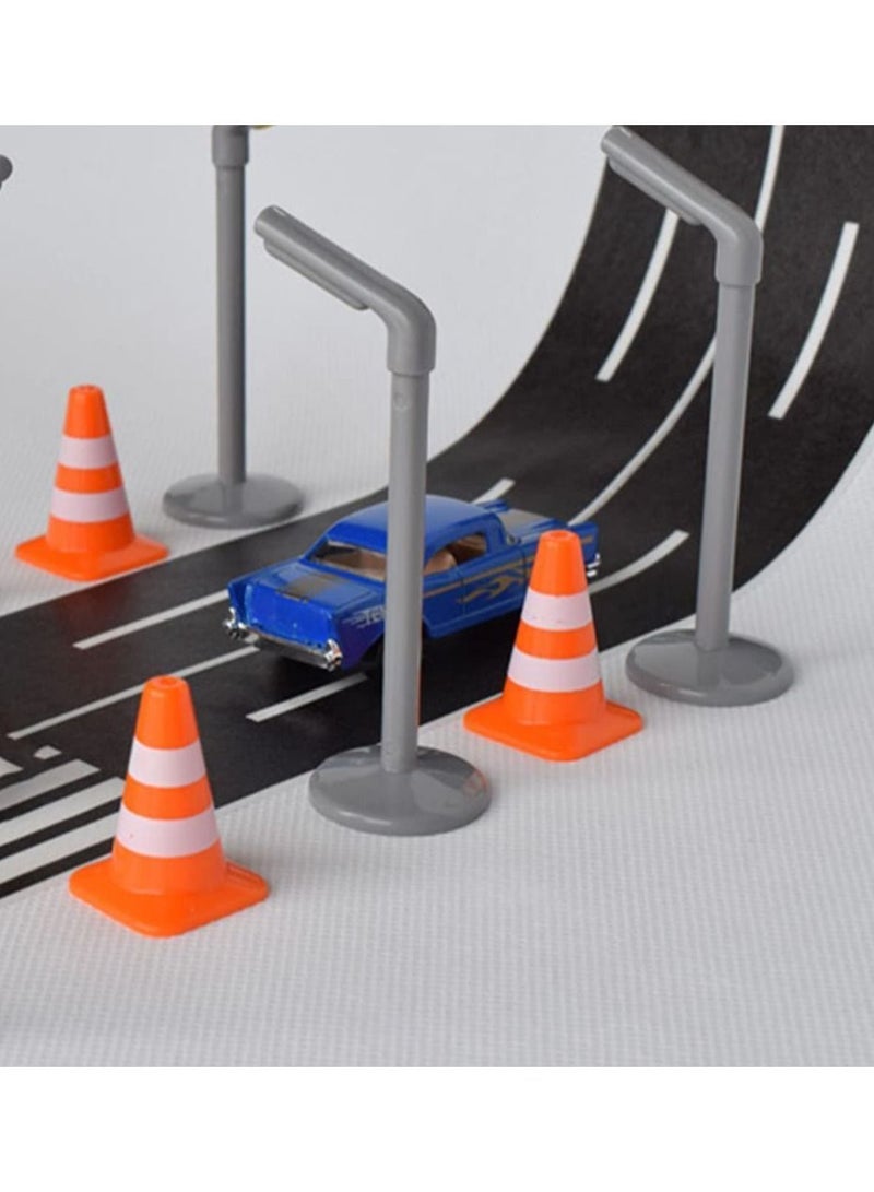 Y&D SYOSI Traffic Road Cones, 14Pcs Small Signs Toys Roadblocks Pretend Play Miniature Cones for Sand Table Engineering Construction - Image 4