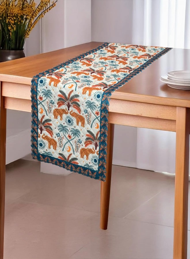 RVS DECOR مفرش طاولة جديد مطبوع من RVS Decor، ناعم الملمس | قماش قياسي - مثالي لطاولات الطعام والمطبخ التي تتسع من 4 إلى 6 أشخاص، تصميم كلاسيكي للحفلات والعشاء العائلي | المقاس 13 × 72 بوصة (كريمي) - Image 3