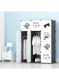 Generic SUPAAR 12 Kids Wardrobe Organizer, Portable Resin Bedroom Armoire Cute Cartoon Dresser Closet Modular Cube For Children  - Image 3