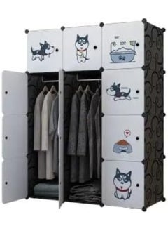Generic SUPAAR 12 Kids Wardrobe Organizer, Portable Resin Bedroom Armoire Cute Cartoon Dresser Closet Modular Cube For Children  - Image 5