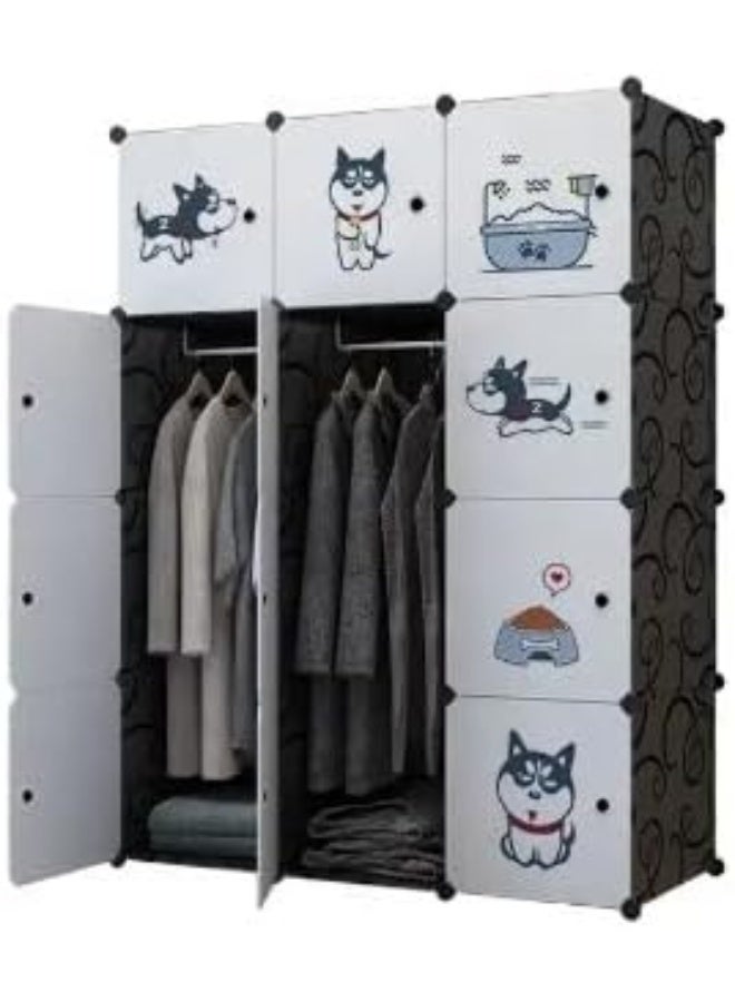 Generic SUPAAR 12 Kids Wardrobe Organizer, Portable Resin Bedroom Armoire Cute Cartoon Dresser Closet Modular Cube For Children  - Image 5