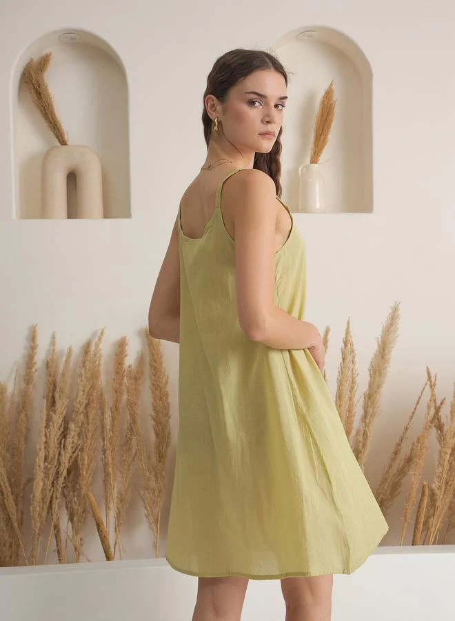 sanskrutihomes Sanskrutihomes Green Floral Print Mini Dress with Inner Slip