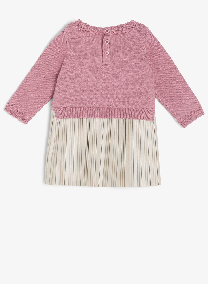 GUESS Kids Mixed Fabric Long Sleeve Dress+Pantie - Image 3