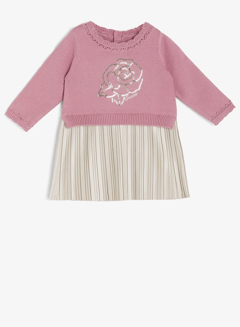 GUESS Kids Mixed Fabric Long Sleeve Dress+Pantie - Image 2