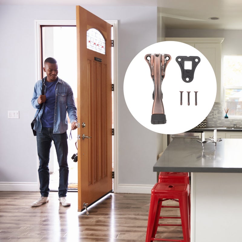 Door Heavy Duty Antique Bronze Door Holder With Adjustable Rubber Tips For Bottom Of Doors - Image 1
