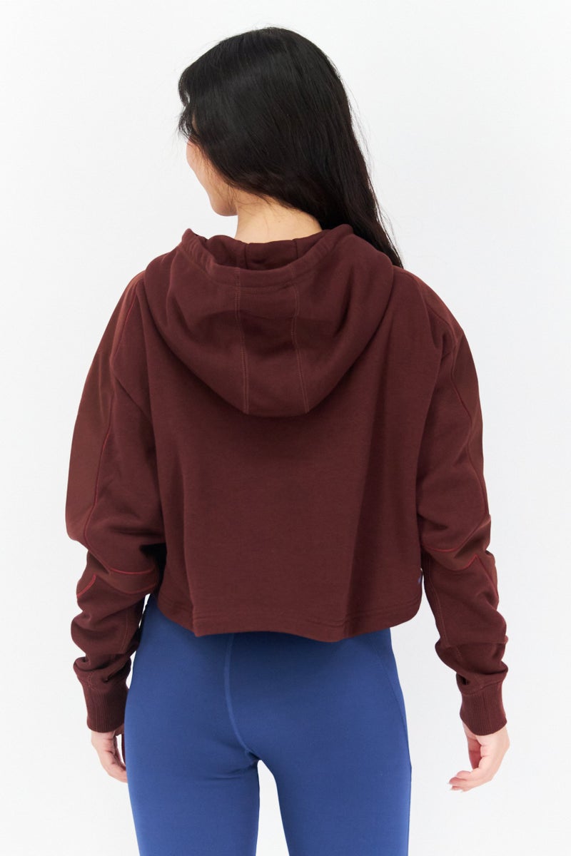 PUMA ملابس رياضية نسائية بأكمام طويلة مناسبة، خارجية، هوديز، بني - Image 4