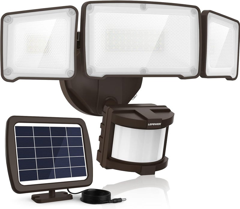 Le Power 1600LM LED Solar Security Lights Motion Outdoor, 5500K White Light, IP65 Waterproof Outdoor Flood Solar Light for Yard, Garage（Brown） - Image 1