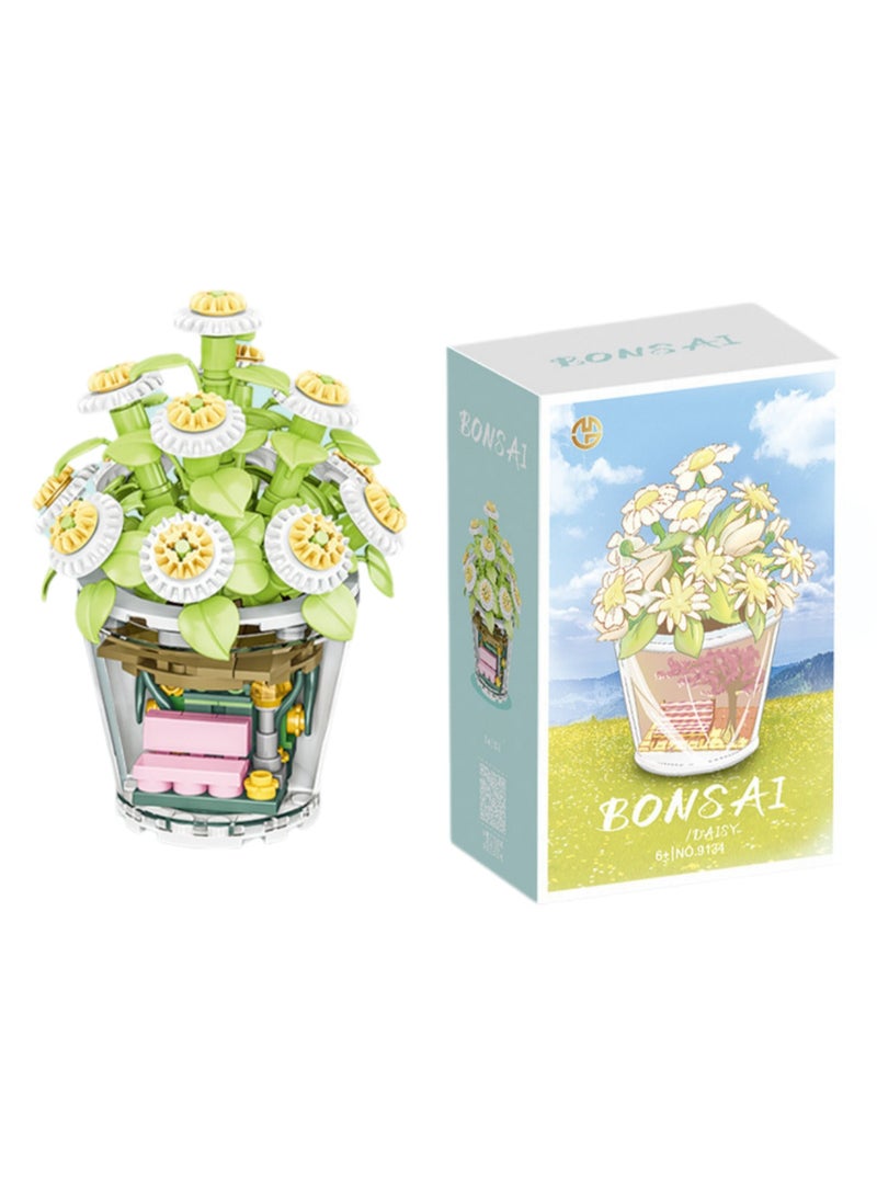 Fashionable Children's Potted Plant Series Building Block Toys Ornaments Assembly Model(Daisy) - Image 1