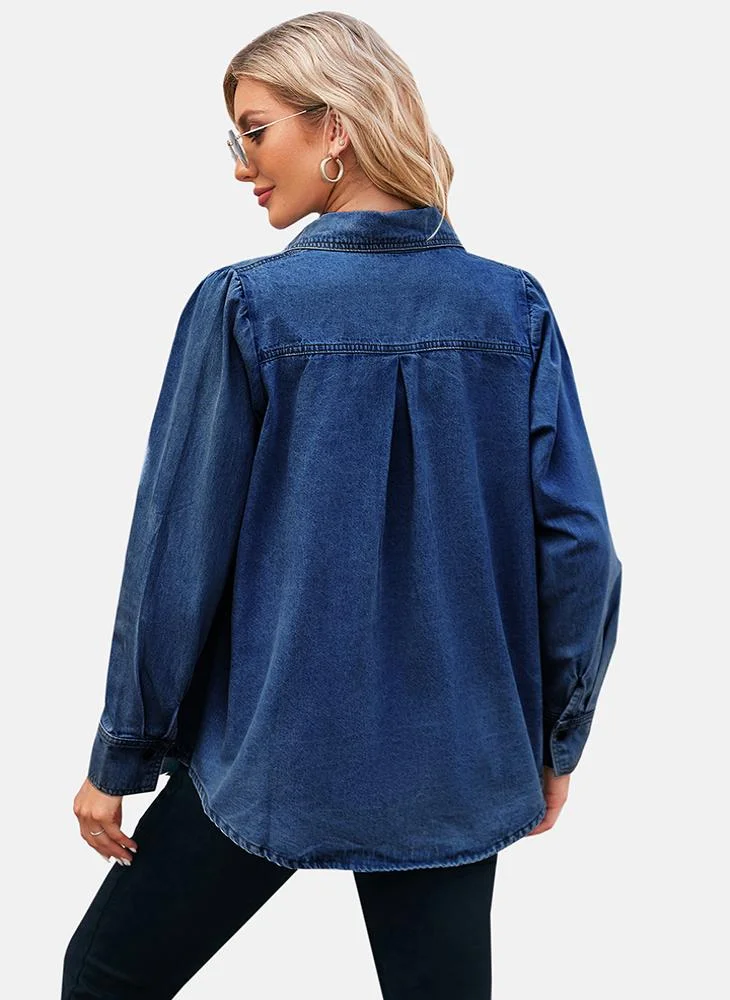 YUNIQEE Blue Plain Regular Fit Shirt