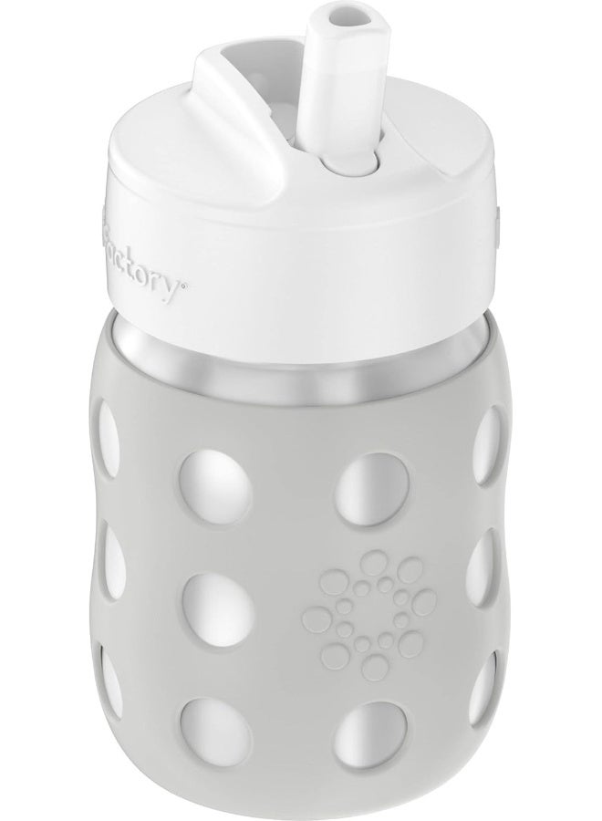 Lifefactory 8-Ounce Stainless-Steel Vacuum-Insulated Wide-Neck Baby Bottle with Straw Cap, Stone Gray - Image 2