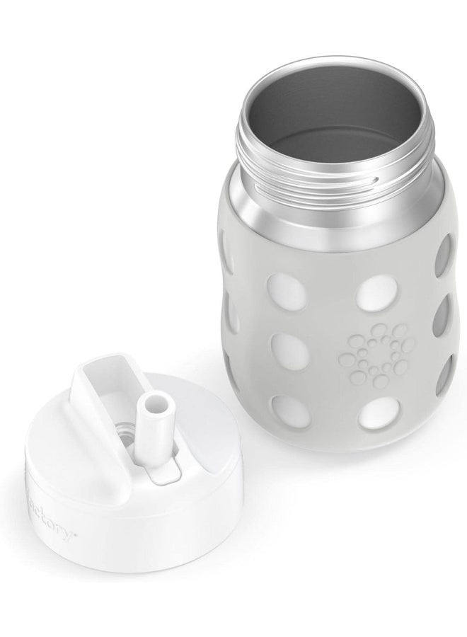 Lifefactory 8-Ounce Stainless-Steel Vacuum-Insulated Wide-Neck Baby Bottle with Straw Cap, Stone Gray - Image 4