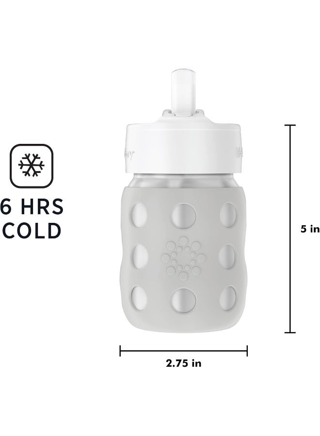 Lifefactory 8-Ounce Stainless-Steel Vacuum-Insulated Wide-Neck Baby Bottle with Straw Cap, Stone Gray - Image 5