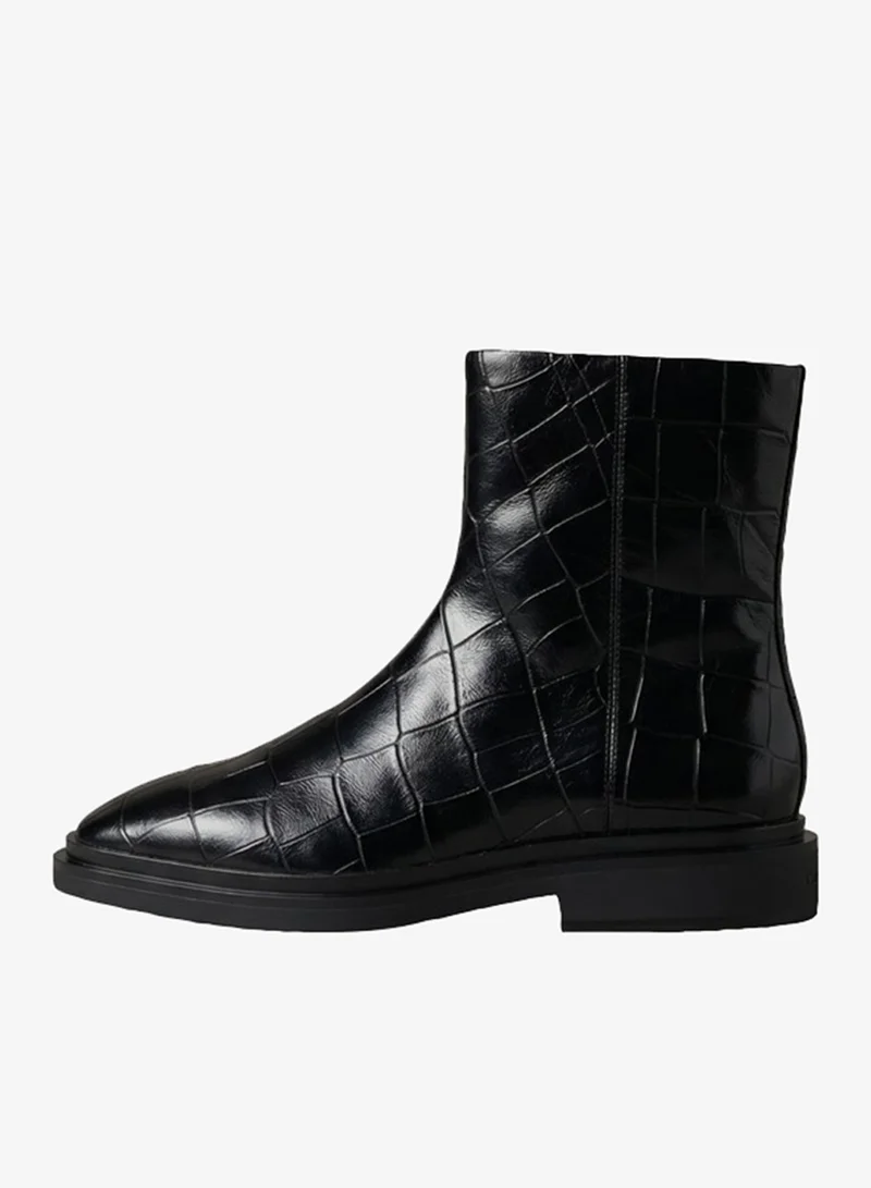 Calvin Klein Leather Croc-Effect Ankle Boots