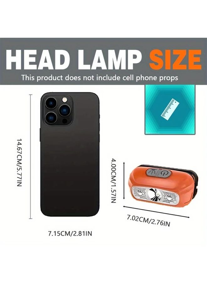 2pcs Mini Headlamp Motion Sensor Auto On Off USB Rechargeable LED Flashlight - Image 4