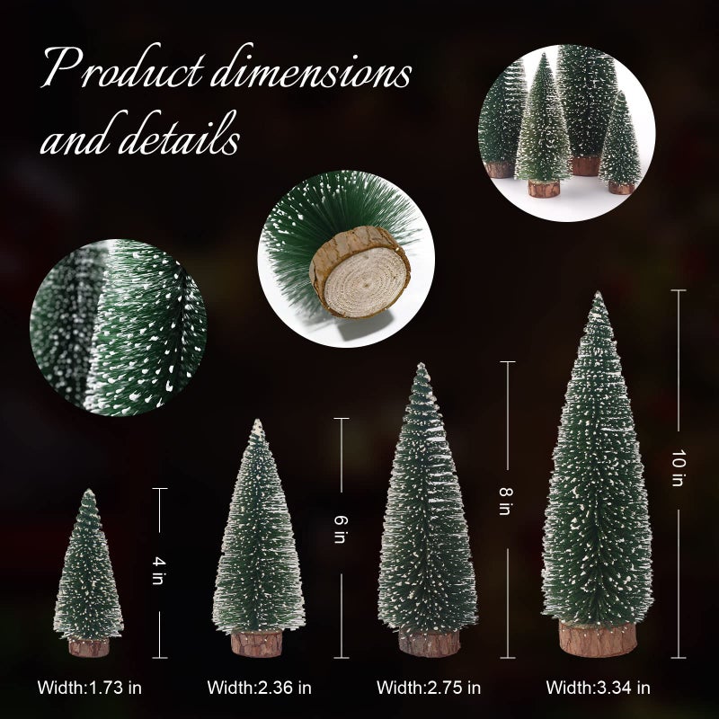synoratory Small Christmas Tree,Mini Christmas Tree, Mini Pine Tree, Bottle Brush Fake Trees with Wooden Base for Tabletop Decorative (Plant Green) - Image 5