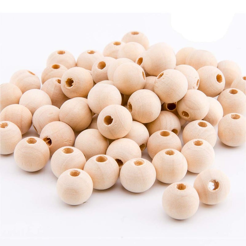 hesmartly 200Pcs 14mm Wood Beads Round Wooden Spacer Beads Unfinished Natural Wood Loose Beads