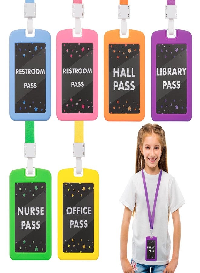 Alphatool 6 Pcs School Hall Pass Lanyards with Silicone Holder, Classroom Must Haves - Image 1