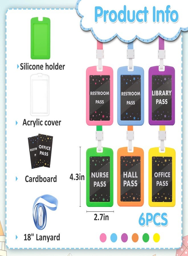Alphatool 6 Pcs School Hall Pass Lanyards with Silicone Holder, Classroom Must Haves - Image 4