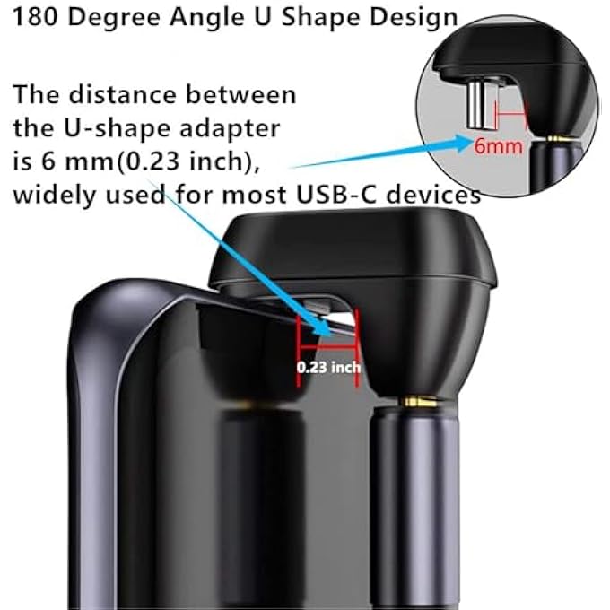 rayihni U SHAPE USB C ADAPTER, 40GBPS, 180 DEGREE ANGLE, USB 4 ADAPTER, TYPE C MALE TO FEMALE EXTENDER, PD 100W FAST CHARGING, 8K@60HZ FOR LAPTOP, TABLET, TYPE C DEVICE - Image 3