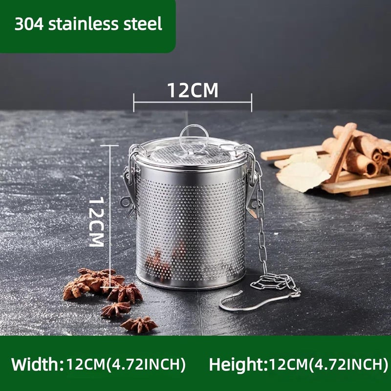 Viclaakesi Stainless Steel Ball Tea Infuser Mesh Filter Strainer - Multi-Purpose Spice Seasoning, Brewing Basket for Kitchen & Dining Use with Durable Hook-1.36L(12CM*12CM) - Image 2