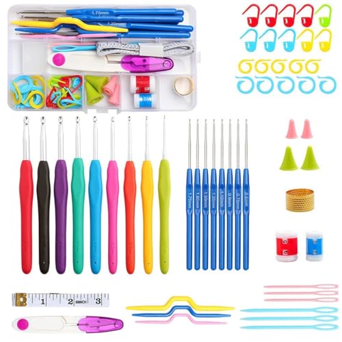 MECHDEL Knitting Set, Needle Arts Craft Tools with Plastic Yarn/Knitting Hook/Multicolor (52PCS-Knitting Crochet) - Image 1