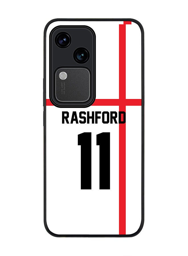 Stylizedd Rugged Black edge case for Vivo V30 5G, Slim fit Soft Case Flexible TPU Gel Thin Cover -  Football Team - England, Player Name - Rashford - Image 1