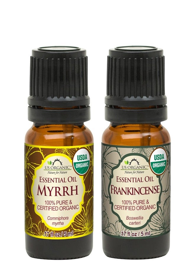 US Organic 100% Pure Myrrh, Frankincense Essential Oil Combo Pack - Directly sourced from The Horn of Africa - USDA Certified Organic - Use Topically or in Diffuser (5 ml Combo - Image 1