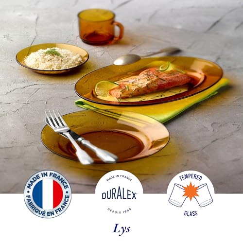 Duralex® LYS Clear Deep/Soup Glass Plates, Set of 2, 23 cm, for Cereal, Soup, Pasta and More (Amber (Gold)) - Image 2