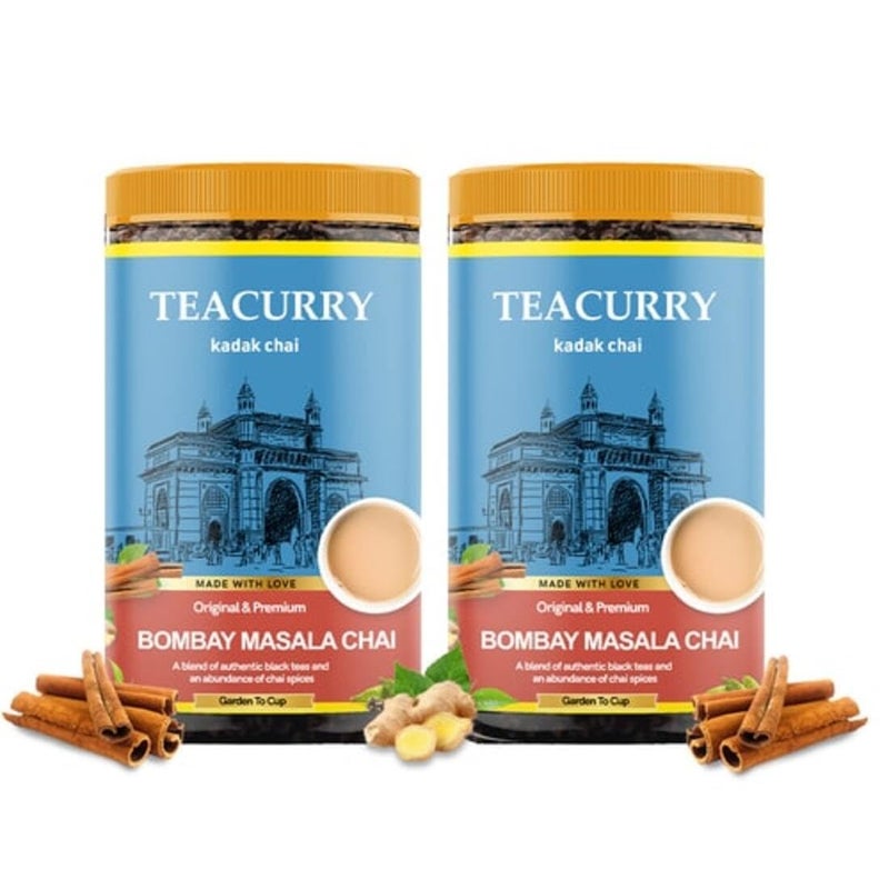TEACURRY Bombay Masala Chai (200 Grams, 100 Cups) - Mumbai Spiced Tea for Digestion and Immunity - 100% Natural Flavoured Tea with Real Spices | Refreshing & Tasteful Bombay Masala Flavor Chai Tea - Image 1