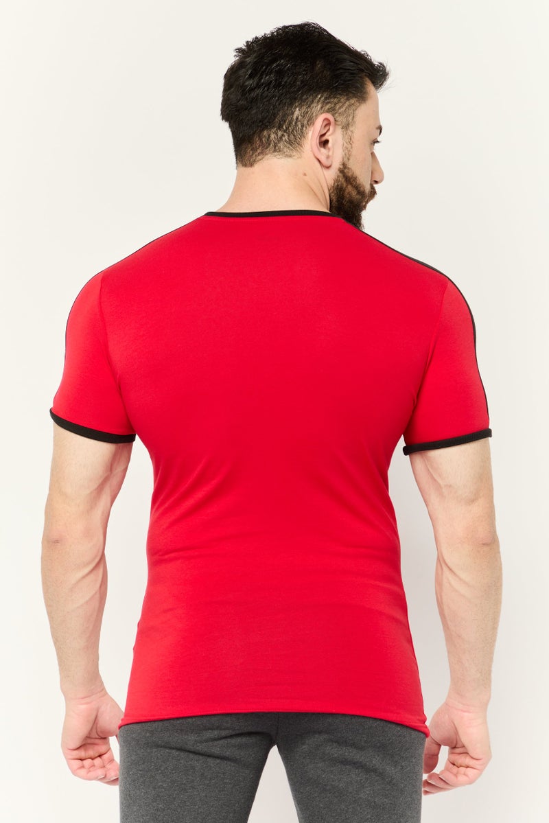 PUMA تي شيرت رياضي للرجال بأكمام قصيرة مناسب في الهواء الطلق، أحمر - Image 2