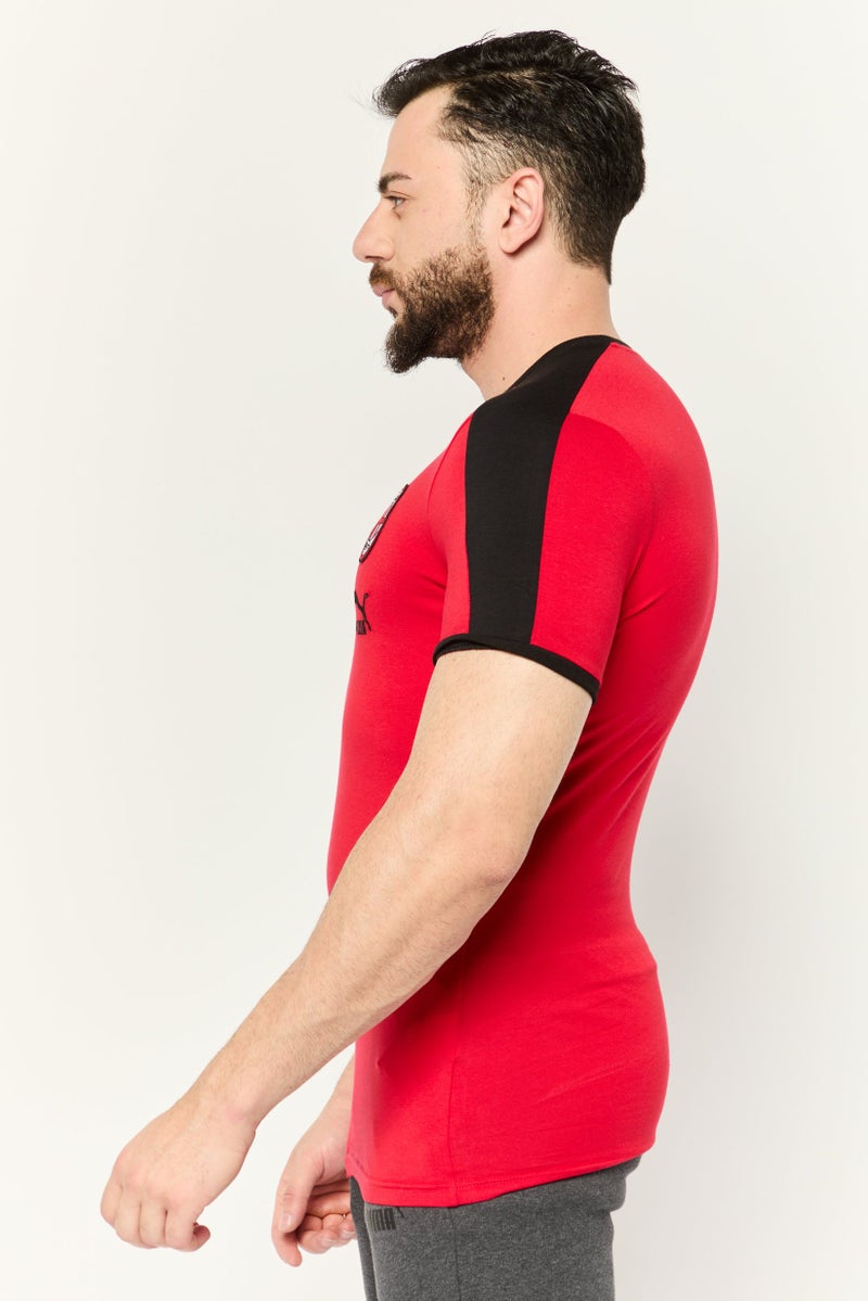 PUMA تي شيرت رياضي للرجال بأكمام قصيرة مناسب في الهواء الطلق، أحمر - Image 4