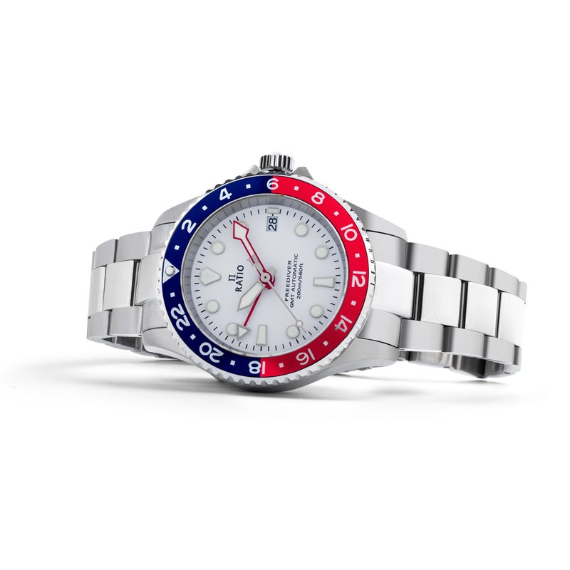 Ratio FreeDiver GMT White Dial Automatic Diver's 200M Men's Watch RTF061 - Image 2