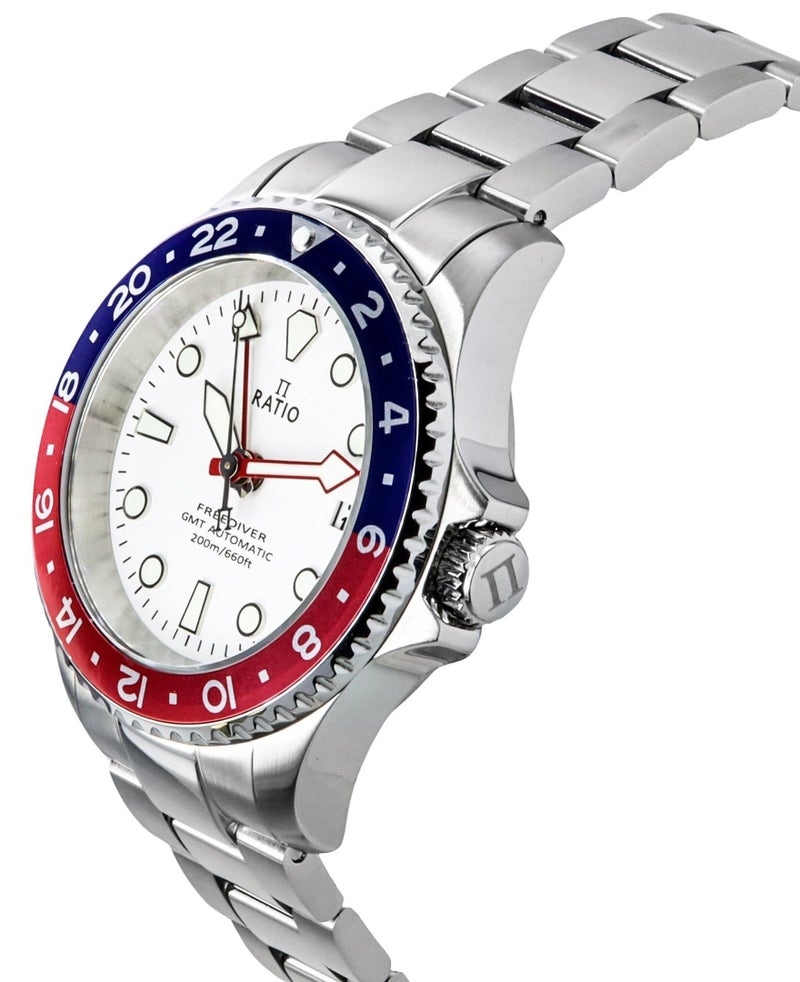 Ratio FreeDiver GMT White Dial Automatic Diver's 200M Men's Watch RTF061 - Image 4