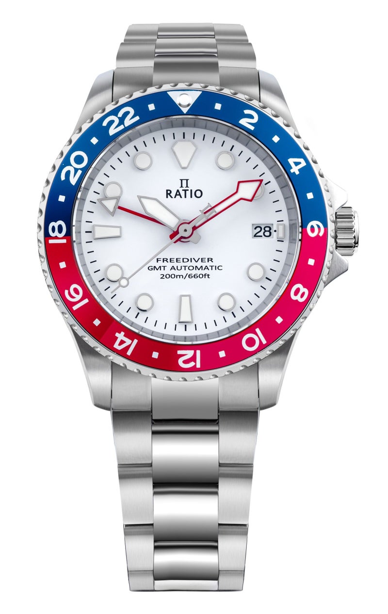 Ratio FreeDiver GMT White Dial Automatic Diver's 200M Men's Watch RTF061 - Image 1