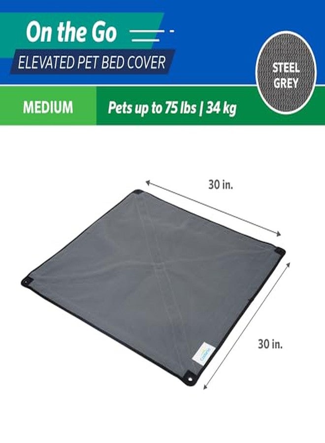 Coolaroo On The Go Cooling Elevated Dog Bed Replacement Cover, Portable for Travel & Camping, Collapsible for Storage, Medium, Steel Grey - Image 4